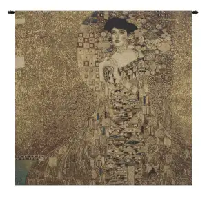 Portrait of Adele Bloch Bauer by Klimt Belgian Tapestry Wall Hanging 28x28 Inch Cotton Jacquard Woven Wall Tapestry