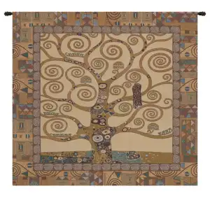 Tree of Life by Gustav Klimt Italian Tapestry Wall Hanging 25x25 Inch Cotton Jacquard Woven Wall Tapestry