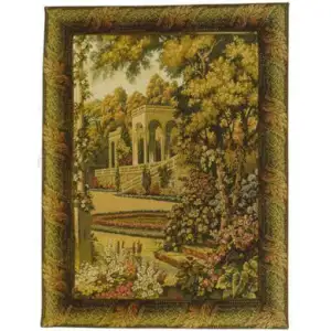 Temple in Lake Como Gardens Italian Tapestry Wall Hanging 34x30 Inch Cotton Jacquard Woven Wall Tapestry