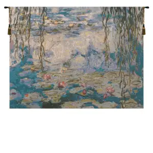 Water Lilies Les Nympheas Belgian Tapestry Wall Hanging 27x35 Inch Cotton Jacquard Woven Wall Tapestry