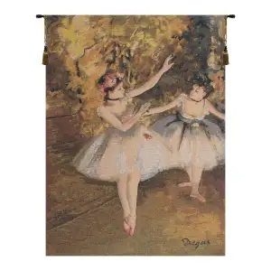 Edgar Degas Two Dancers On Stage Tapestry Wall Hanging 36 x 27 in Ballet Jacquard Woven Wall Art