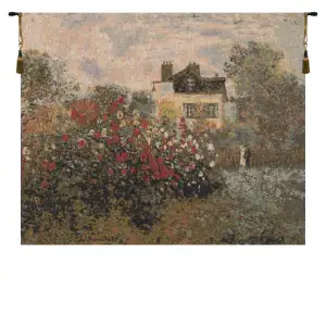 Claude Monet The House Vintage Tapestry Wall Hanging 35 x 56 in French Impressionist Landscape Wall Decor