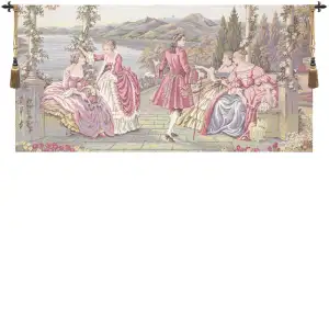 Ladies at Lake Como Italian Tapestry Wall Hanging 43x24 Inch Cotton Jacquard Woven Wall Tapestry