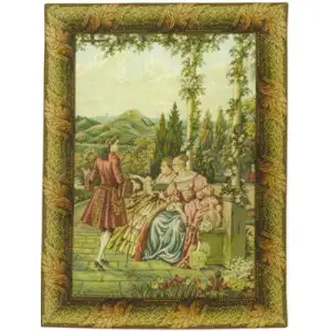 Lake Como Terrace Elegance Italian Tapestry Wall Hanging  34x30 Inch Cotton Jacquard Woven Wall Tapestry