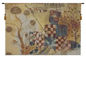 Chevaliers Right Panel Tapestry Wall Hanging 26 x 38 in Medieval Knights Jacquard Woven European Wall Decor