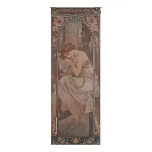 Alphonse Mucha Mucha Nuit Tapestry Wall Hanging 74 x 26 in Art Nouveau Jacquard Woven Wall Decor