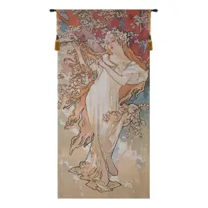 Alphonse Mucha Tapestry Wall Hanging 54 x 24 in Art Nouveau Jacquard Woven Decorative Wall Art