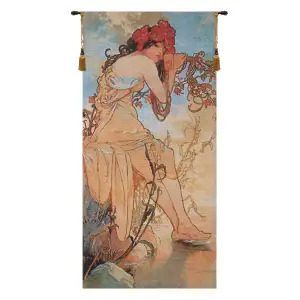 Alphonse Summer Mucha Tapestry Wall Hanging 50 x 24 in Art Nouveau Jacquard Woven Wall Decor