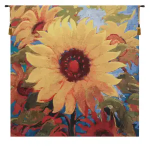 Simon Bull Spellbound Decorative Tapestry Wall Hanging 37 x 37 in Abstract Floral Jacquard Woven Wall Decor