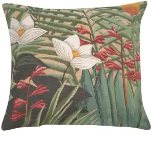 Nenuphar French Tapestry Pillow Cover 18x18 Inch Cotton Jacquard Woven Cushion Cover