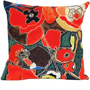 Pavots French Tapestry Pillow Cover 18x18 Inch Cotton Jacquard Woven Cushion Cover