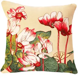 Cyclamen French Tapestry Pillow Cover 18x18 Inch Cotton Jacquard Woven Cushion Cover