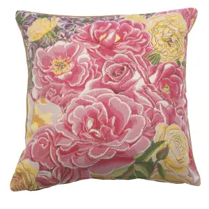 Roseraie French Tapestry Pillow Cover 18x18 Inch Cotton Jacquard Woven Cushion Cover