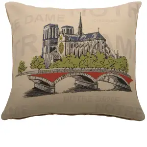 Notre Dame Pop French Tapestry Pillow Cover 18x18 Inch Cotton Jacquard Woven Cushion Cover