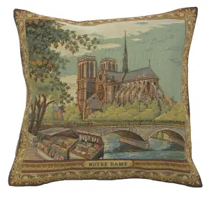 Notre Dame French Tapestry Pillow Cover 18x18 Inch Cotton Jacquard Woven Cushion Cover