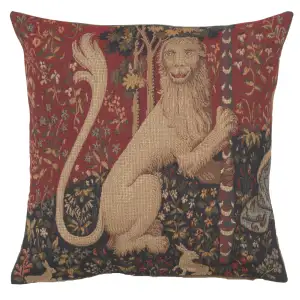 The Lion French Tapestry Pillow Cover 18x18 Inch Cotton Jacquard Woven Cushion Cover