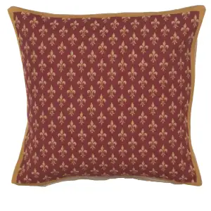 Petit Lys Rouge French Tapestry Pillow Cover 18x18 Inch Cotton Jacquard Woven Cushion Cover