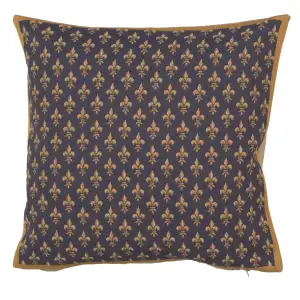 Petit Lys Bleu French Tapestry Pillow Cover 18x18 Inch Cotton Jacquard Woven Cushion Cover