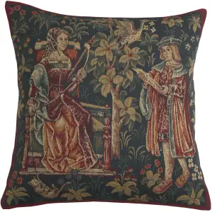 Lecture French Tapestry Pillow Cover 18x18 Inch Cotton Jacquard Woven Cushion Cover