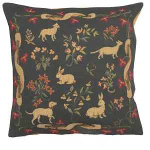 Medieval Bleu French Tapestry Cushion Cover 18x18 Inch Woven Decorative Throw Pillow Home Decor