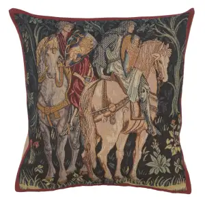 Knights of Camelot French Tapestry Pillow Cover 18x18 Cotton Jacquard Woven Cushion Cover