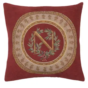 Napoleon Rouge French Tapestry Pillow Cover 18x18 Inch Cotton Jacquard Woven Cushion Cover