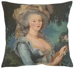 Marie Antoinette French Tapestry Pillow Cover 18x18 Inch Cotton Jacquard Woven Cushion Cover