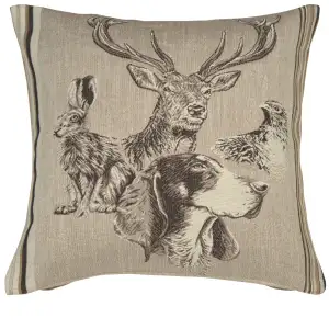Forest Spirit Cerf French Tapestry Pillow Cover 18x18 Inch Cotton Jacquard Woven Cushion Cover