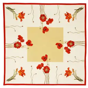 Cle Des Champs French Jacquard Woven Tapestry Throw Blanket 57x57 Inch Floral Decor