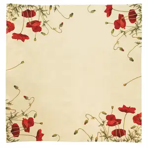 Gentil Coquelicot French Jacquard Woven Tapestry Throw Blanket 57x57 Inch Poppy Floral Decor