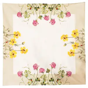 Trefles Et Boutons D'Or French Jacquard Woven Tapestry Throw Blanket 57x57 Inch Floral Decor