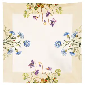 Violettes Et Bleuets French Jacquard Woven Tapestry Throw Blanket 57x57 Inch Floral Decor