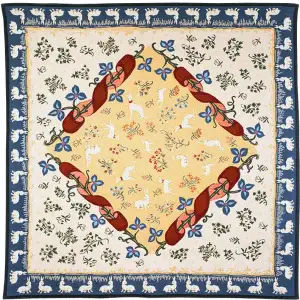 Medieval Potiron French Jacquard Woven Tapestry Throw Blanket 57x57 Inch Medieval Decor
