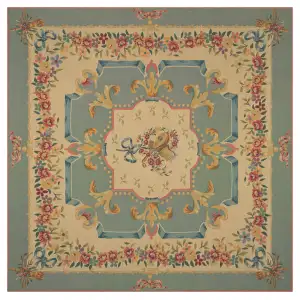 Divertissement Vert French Jacquard Woven Tapestry Throw Blanket 57x57 Inch European Decor