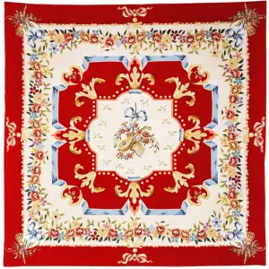 Divertissement Rouge French Jacquard Woven Tapestry Throw Blanket 57x57 Inch European Decor