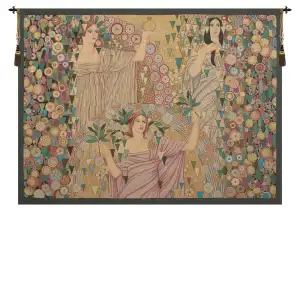 Galileo Chini Primavera Decorative Tapestry Wall Hanging 39 x 53 Art Nouveau Floral Jacquard Woven Wall Decor