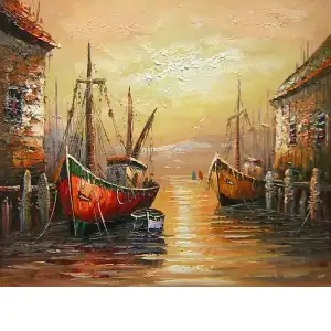 Harbor Sunset Canvas Wall Art 24x36 Coastal Seascape Landscape Home Decor