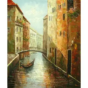 Gondola Canal Canvas Wall Art 36x24 Venice Italian Cityscape Home Decor