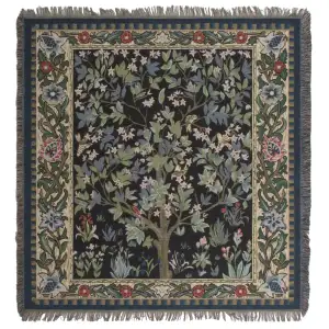 The Tree of Life Belgian Jacquard Woven Tapestry Throw Blanket 58x58 Inch Botanical Decor