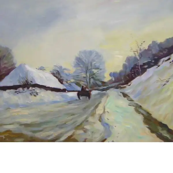 Cart and Road Under Snow