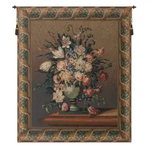Jan Brueghel de Velours Breughel's Vase Dark Belgian Tapestry Wall Hanging 56x46 Inch Cotton Jacquard Woven Wall Tapestry