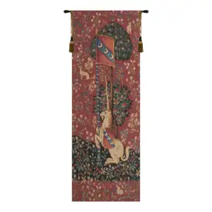 Medieval Unicorn Tapestry Wall Hanging 77 x 27 in Heraldic Fantasy Jacquard Woven European Wall Decor
