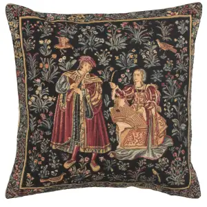 Medieval Concert Mille Fleurs Tapestry Pillow Cover 18x18 Inch Cotton Jacquard Woven Cushion Cover