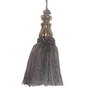 Petite Black Decorative Tapestry Tassels Pair Min-Max Length 6 Inch