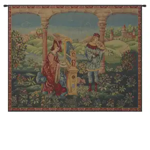 Chant D'Amour French Tapestry 29x35 Romantic Medieval Jacquard Woven Wall Hanging Traditional European Home Decor