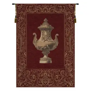 Medieval Athena Cinnabar I Vintage Tapestry Wall Hanging 48 x 34 in Classical Jacquard Woven Wall Decor