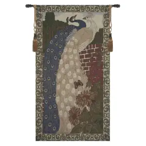 Peacocks Nouveaux Tapestry Wall Hanging 70 x 38 in Art Nouveau Bird Jacquard Woven Wall Decor