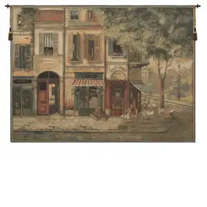 Rue De Paris Vintage Tapestry Wall Hanging 39 x 55 in French Cityscape Jacquard Woven Wall Decor