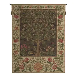 William Morris Tree of Life Beige I Tapestry Wall Hanging 35 x 26 in Jacquard Woven Arts Crafts Decor