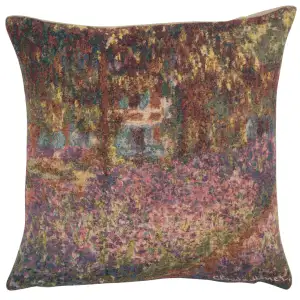 Claude Monet Iris Garden Tapestry Pillow Cover 18x18 Inch Cotton Jacquard Woven Cushion Cover